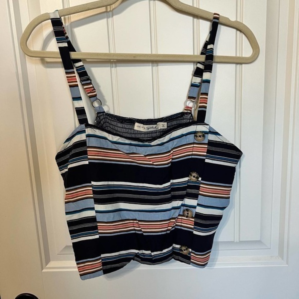 Live‎ to be Spoiled Striped Sleeveless Button Front Crop Top XXL